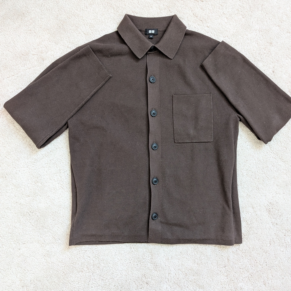 Uniqlo Men's Milano Ribbed Shirt Collar Cardigan